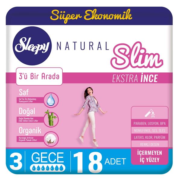 Photo de Sleepy Natural Slim Extra Thin Night (18 serviettes)